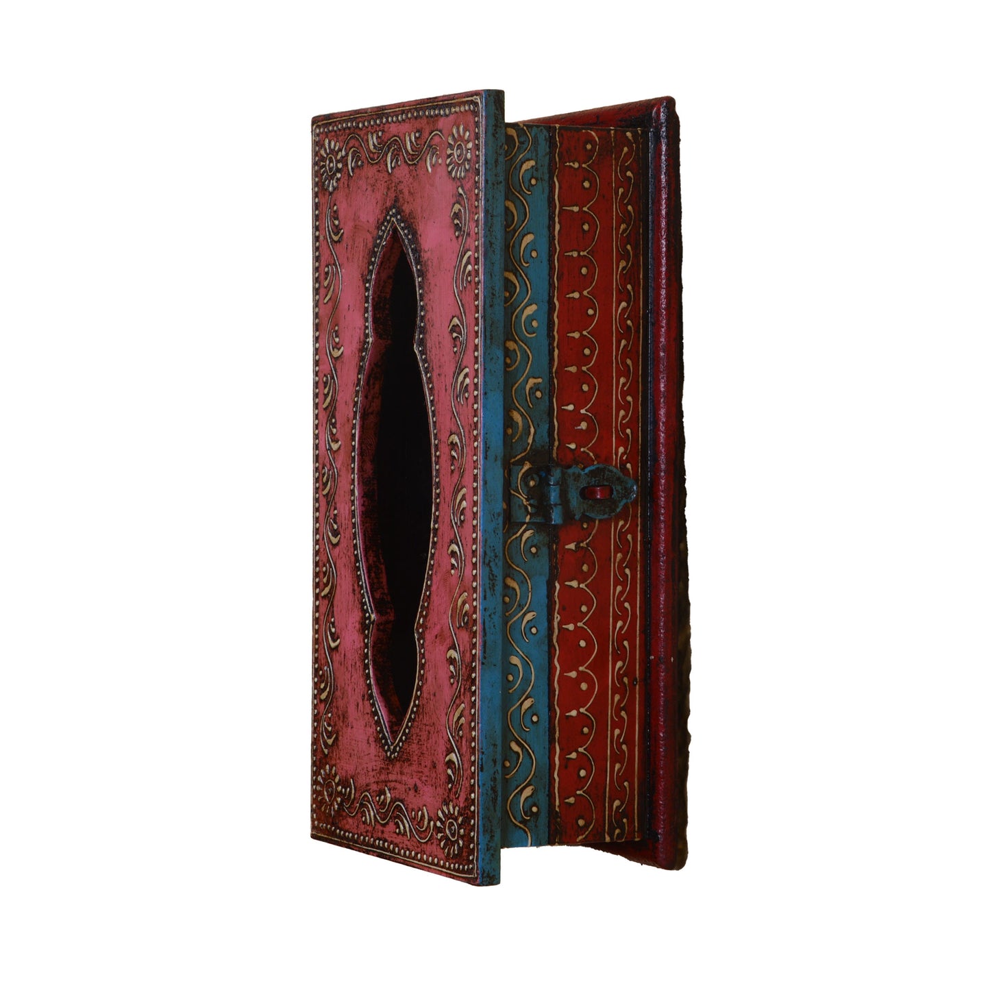 Mridul - Solid Wood Wall Hanging Key Holder Box - Multi Colour Paint Finish