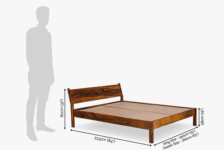 Solid Wood Queen Bed In Honey Finish