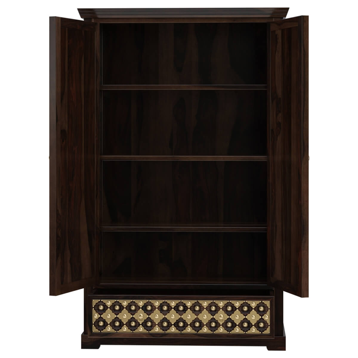 Solid Wood Wardrobe In Walnut Finish