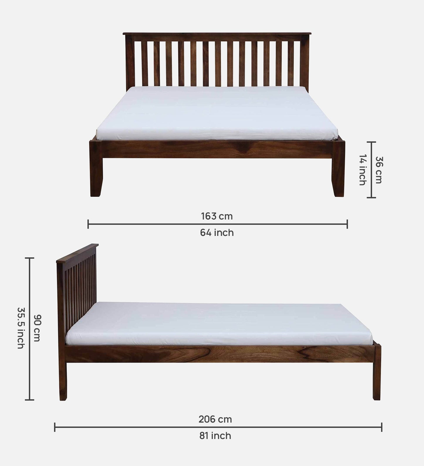 Sheesham Wood Queen Size Bed In Provincial Teak Finish