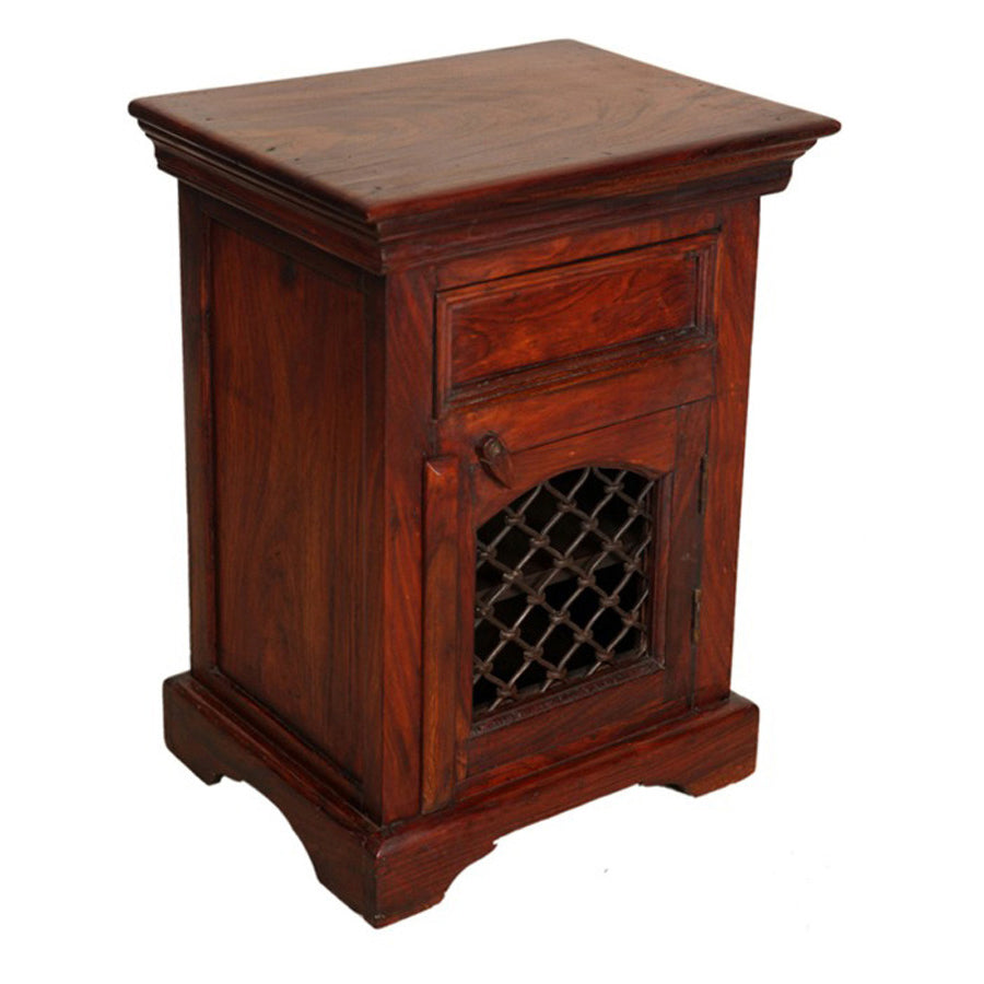 Christian Bed Side Table With Drawer & Storage - Teak Finish