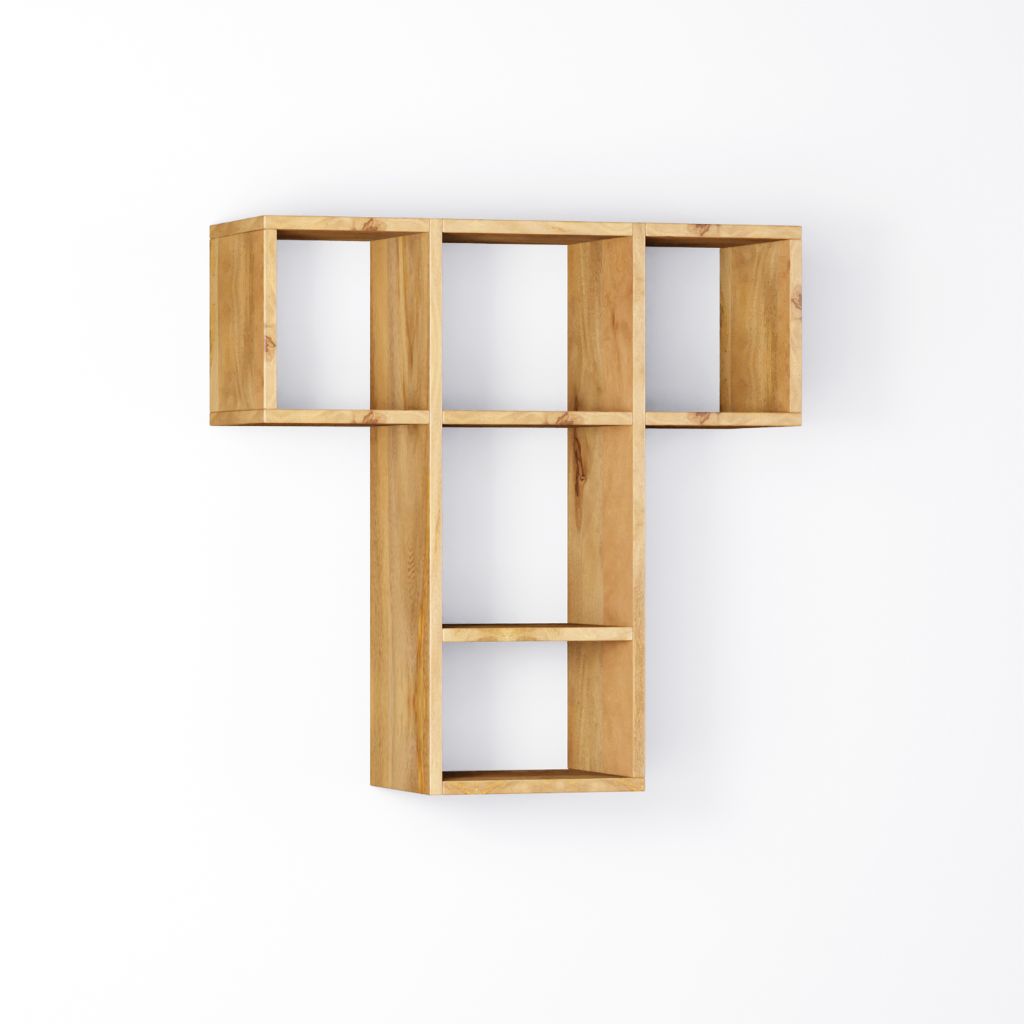 Bookshelf Alphabet "T" In Mango Wood Natural Polish Shade For  Books & Decor