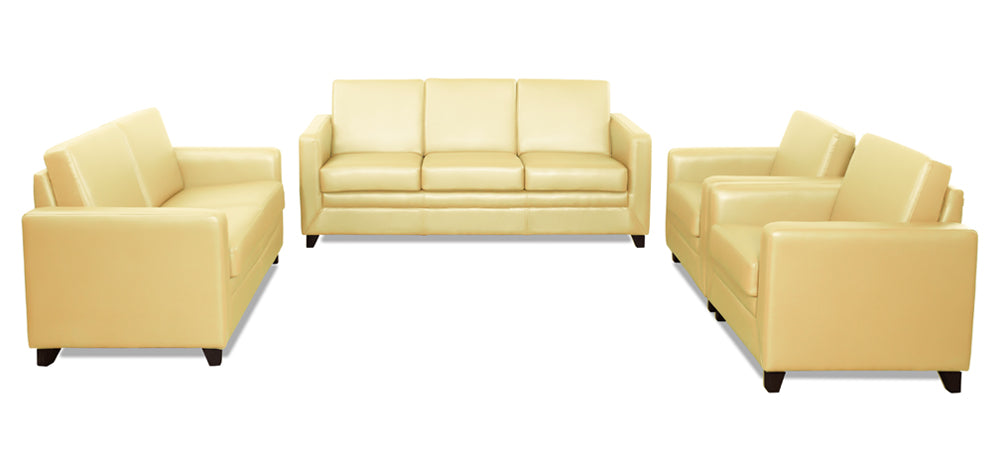Symphony - Brunette Ivory Leatherite Sofa (3-2-1-1 Sofa Combo)