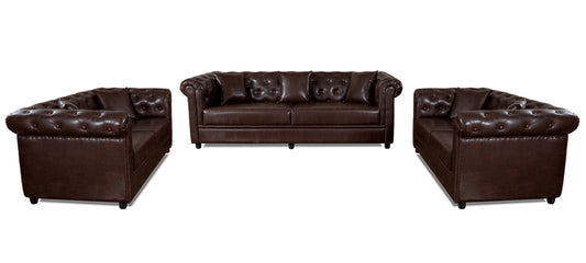 Royale - Warm Tan Leatherite Sofa (3-2-2 Sofa Combo)