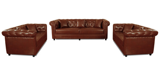 Royale - Wine Red Leatherite Sofa (3-2-2 Sofa Combo)