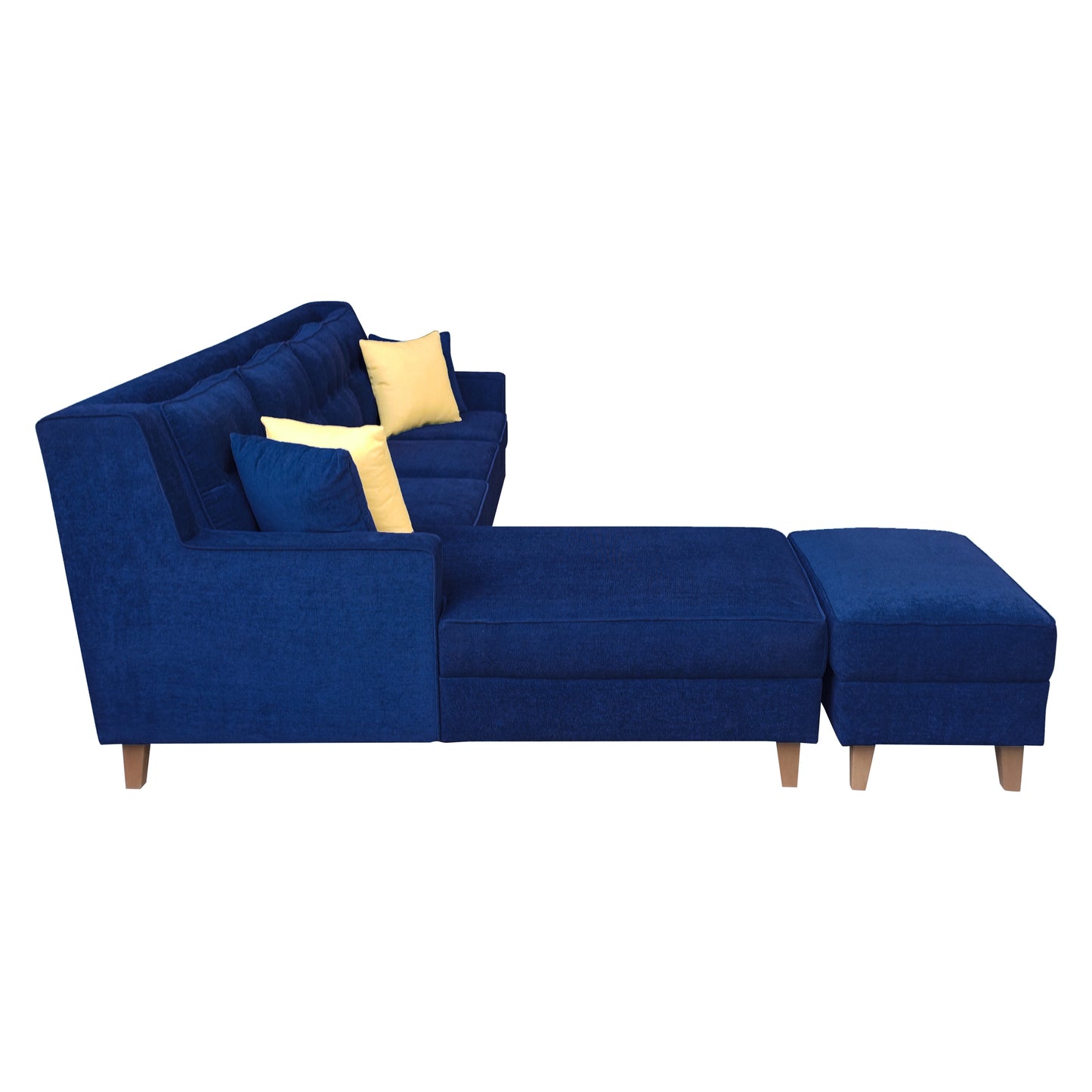 Santafee Fabric 6 Seater Corner Sofa With Ottoman - Blue