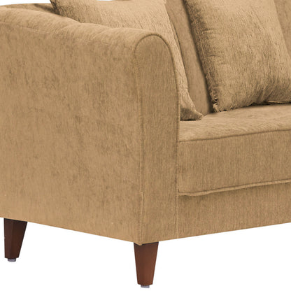 Zeel Fabric Sofa with Throw Cushion - Brown
