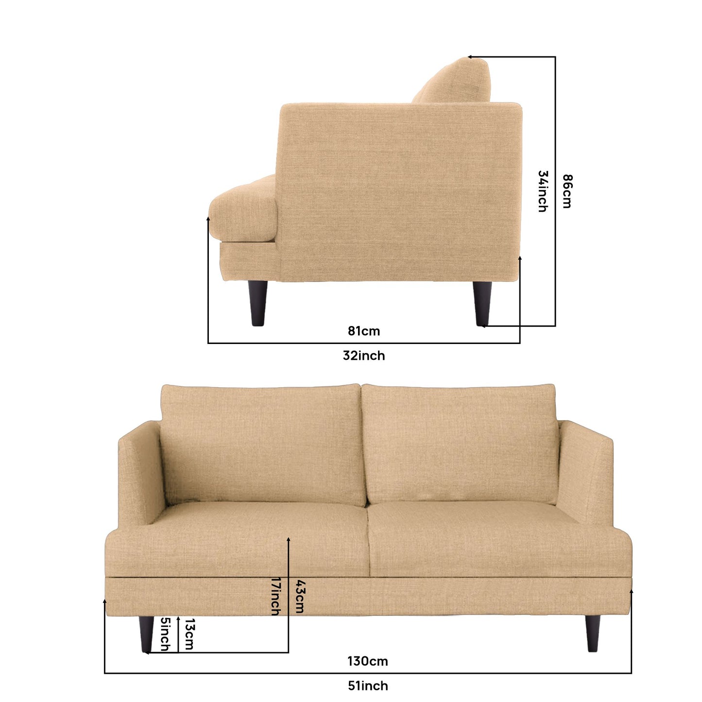 Titus Sofa - Teal   Orange