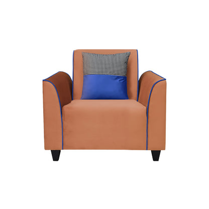 Beckett Cushion Back Fabric Sofa - Orange & Blue