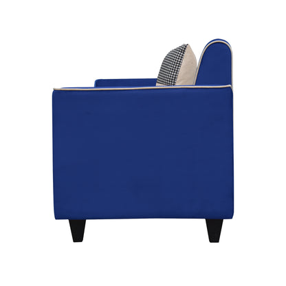 Beckett Cushion Back Fabric Sofa - Blue & Beige