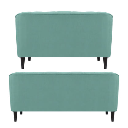 Persia Quilted Back 3+2 Seater FabricSofa Set - Sea Green