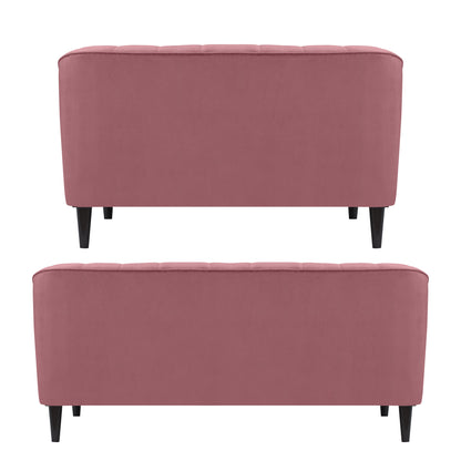 Persia Quilted Back 3+2 Seater FabricSofa Set - Dark Pink