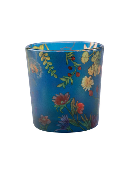 Floral Bliss Blue Candle Votives Set of 2