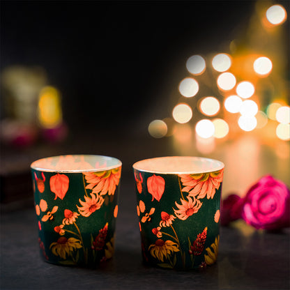 Floral Bliss Green Candle Votives Set of 2