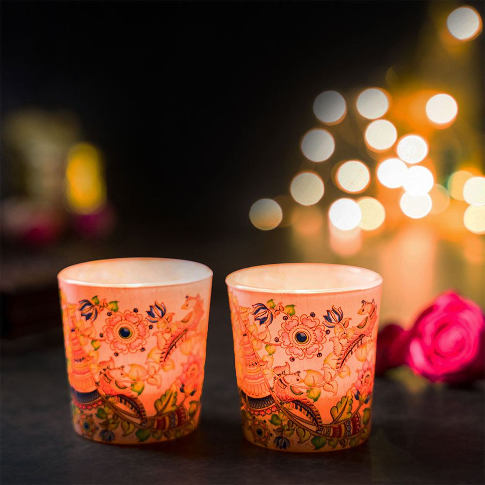 Kalamkari Finesse Candle Votives Set of 2