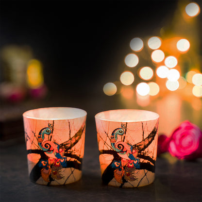 Charismatic Peacock Candle Votives Set of 2
