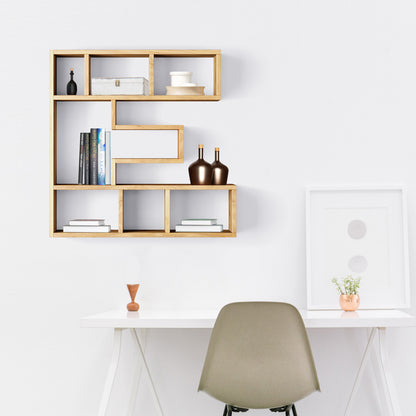 Bookshelf Alphabet "E" In Mango Wood Natural Polish Shade For  Books & Decor