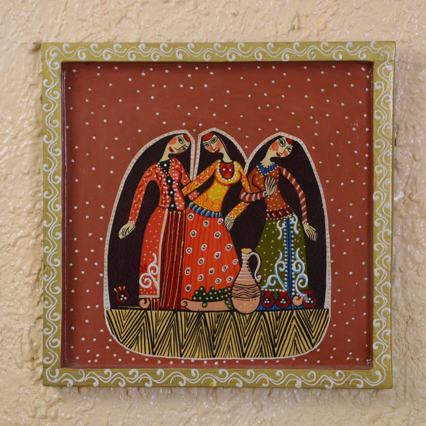 Ishan - Solid Wood Wall Art - Multi Colour Paint Finish
