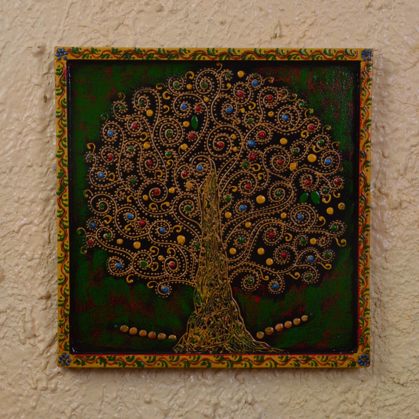 Yash - Solid Wood Wall Art - Multi Colour Paint Finish