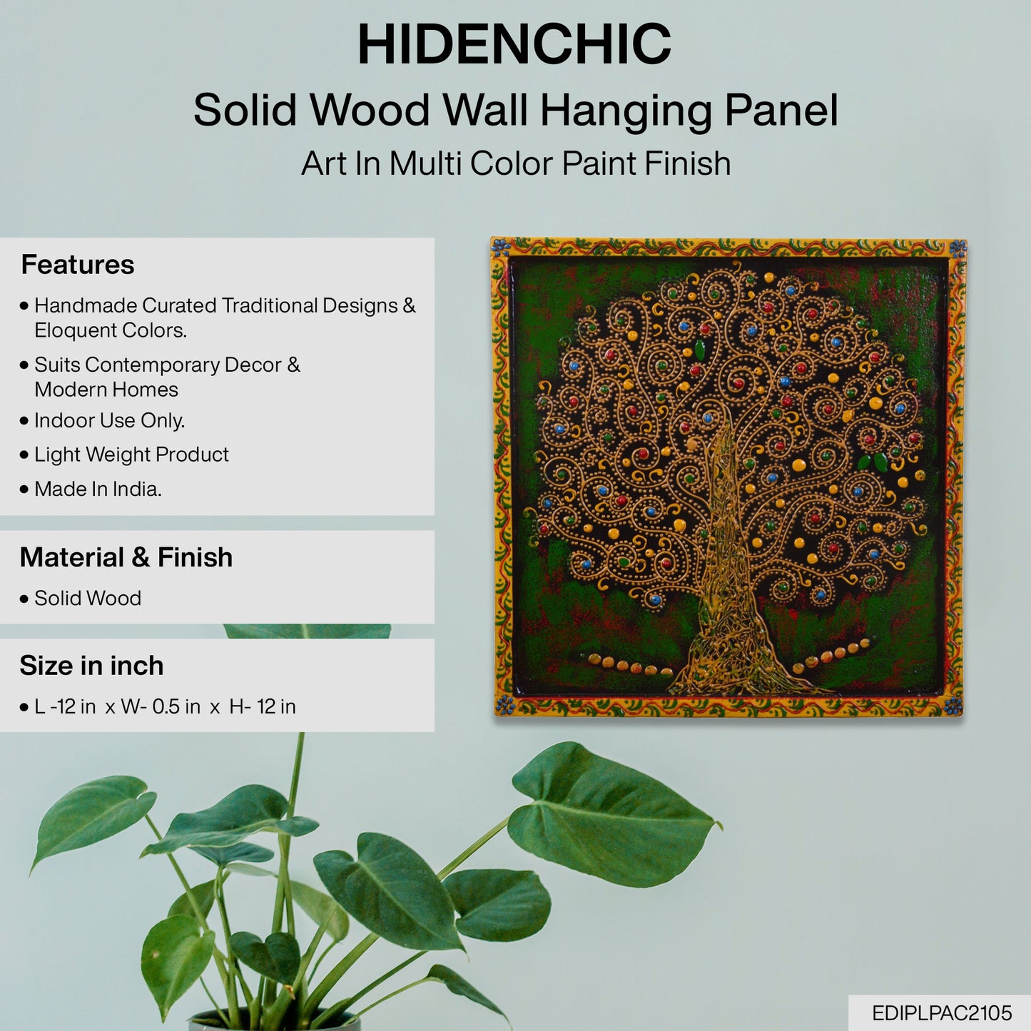 Yash - Solid Wood Wall Art - Multi Colour Paint Finish