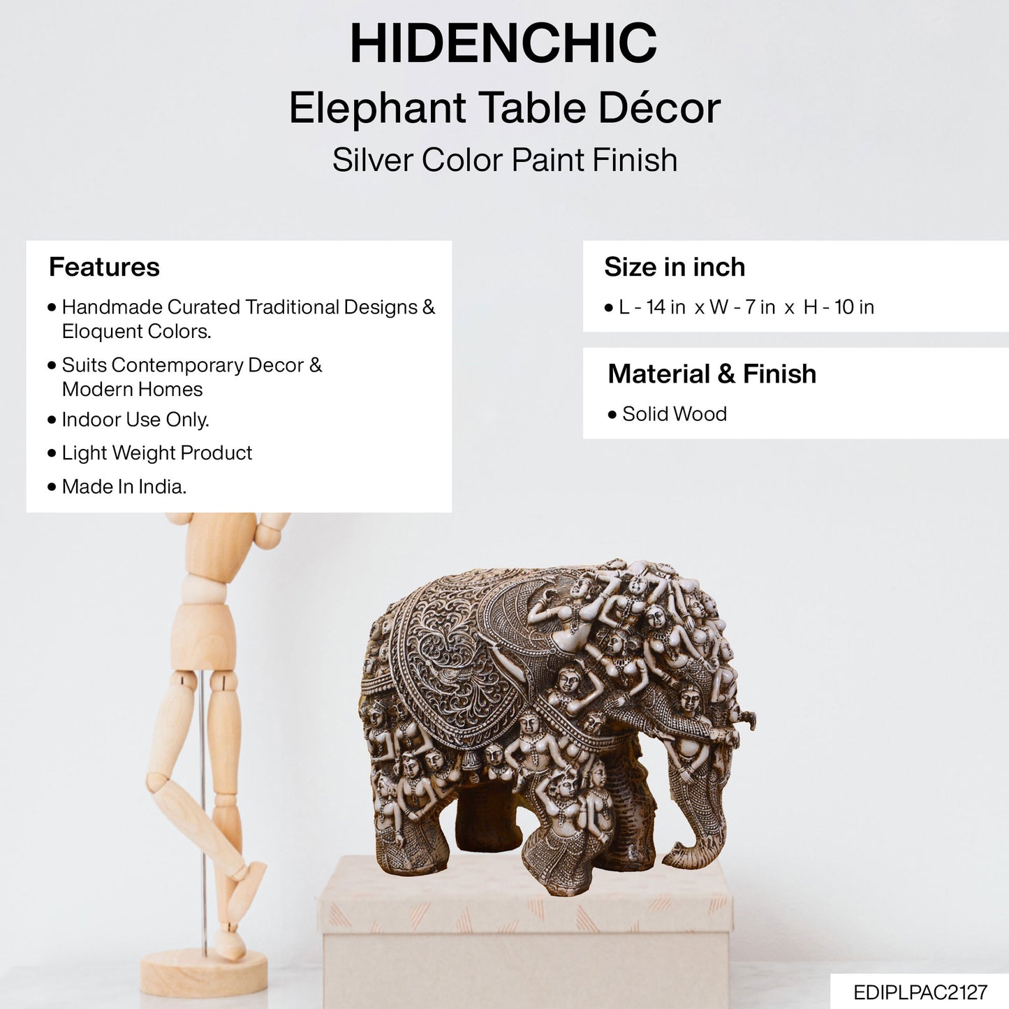 Elephant - Table Decor In Silver Colour Shade
