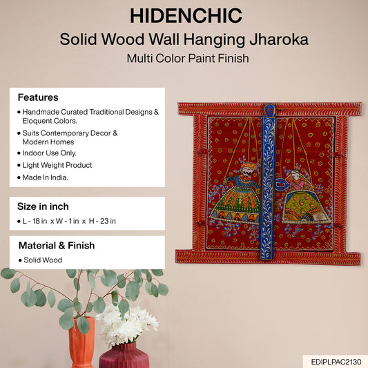 Chetas - Solid Wood Wall Hanging Jharoka - Multi Colour Paint Finish