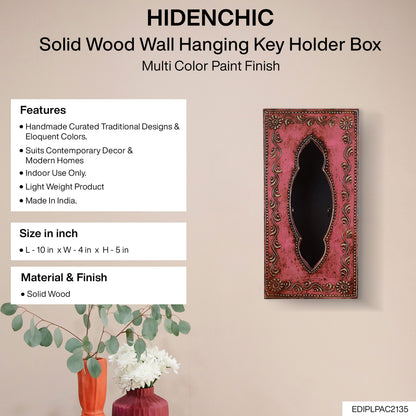 Mridul - Solid Wood Wall Hanging Key Holder Box - Multi Colour Paint Finish