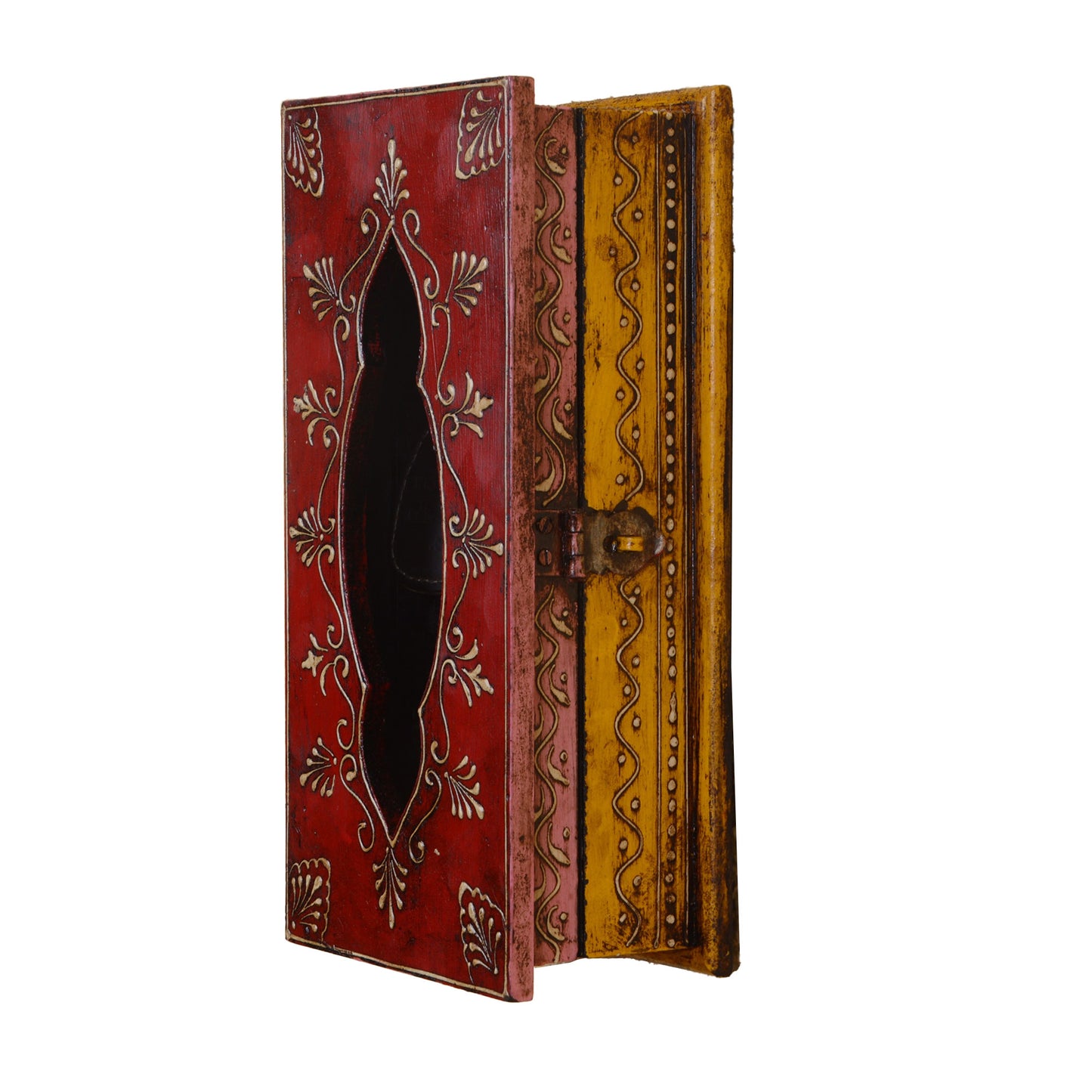 Onkar - Solid Wood Wall Hanging Key Holder Box - Multi Colour Paint Finish