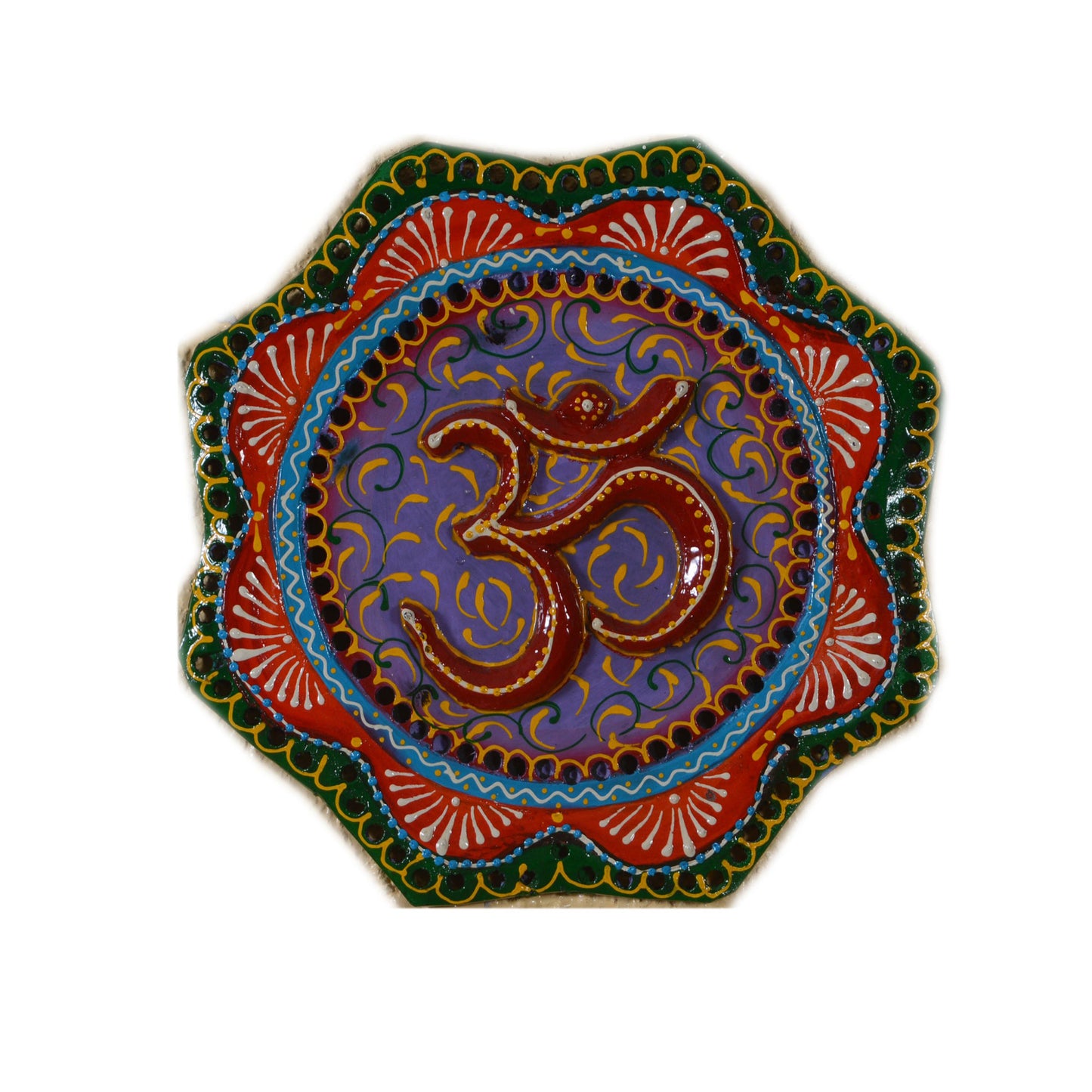 Mahak - Solid Wood OM Art Wall Hanging Panel - Multi Colour Paint Finish