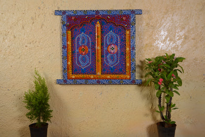 Rishan - Solid Wood Jharokha Art - Multi Colour Paint Finish