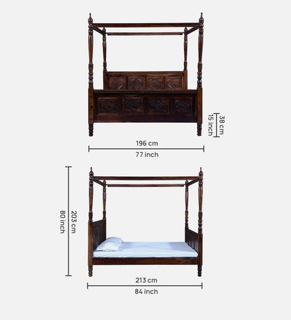 Sheesham Wood King Size Poster Bed In Provincial Teak Finish