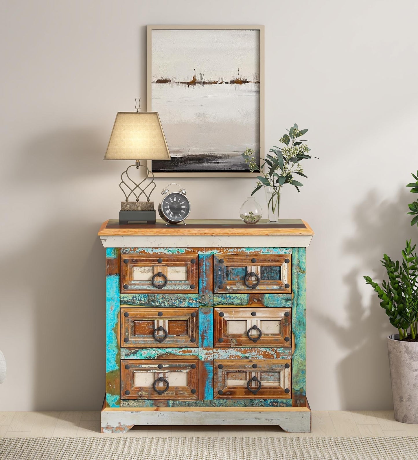 Reclaimed Wood Chest Of Drawers In Distress Finish