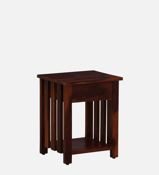 Sheesham Wood Bedside Table In Honey Oak Finish With Drawer