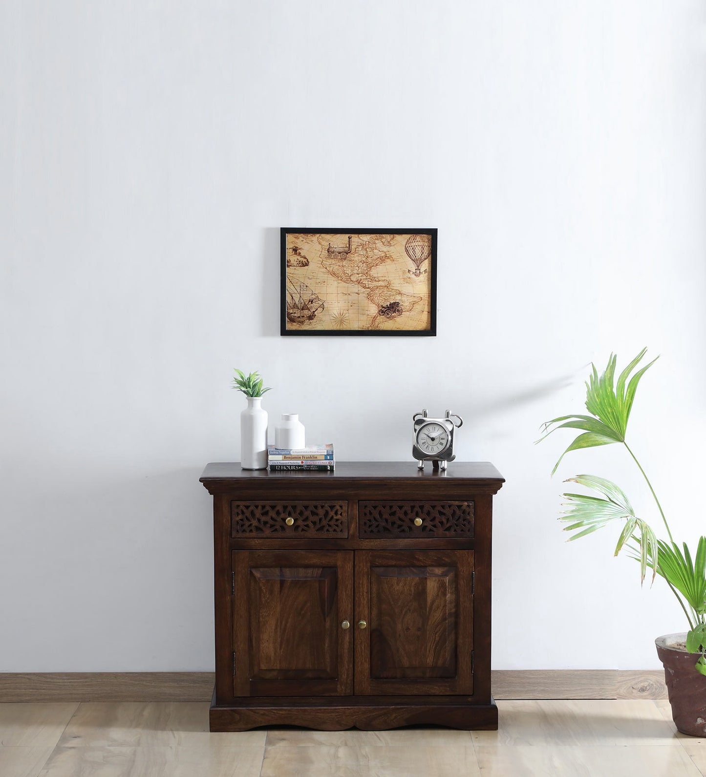 Sheesham Wood Storage Cabinet In Walnut Polish Finish