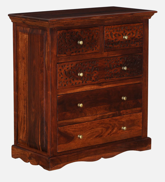 Sheesham Wood Chest Of Drawers In Honey Oak Finish