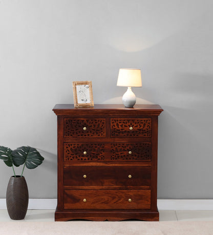 Sheesham Wood Chest Of Drawers In Honey Oak Finish