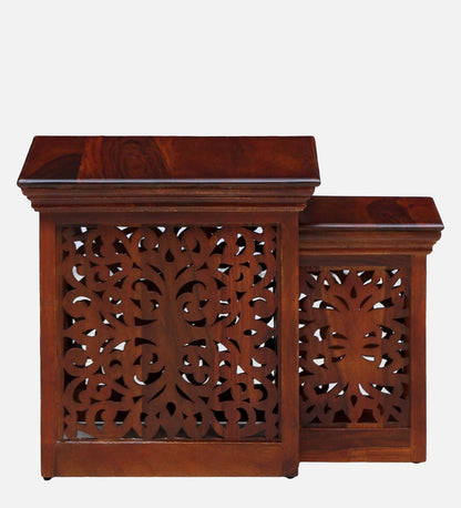 Carol - Sheesham Wood Nest Of Tables In Honey Oak Finish