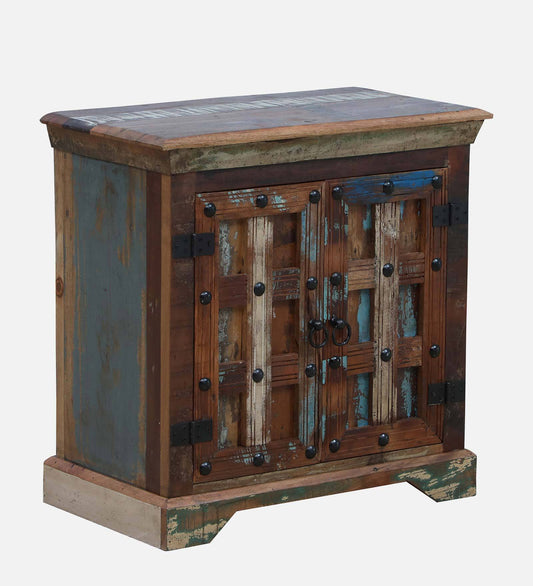 Solid Reclaimed Wood Storage Cabinet In Distress Finish