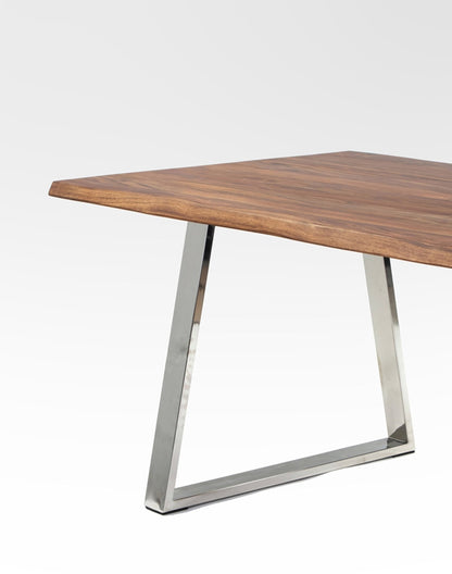 Solid Wood And Iron Dining Table In Teak Finish