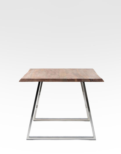 Solid Wood And Iron Dining Table In Teak Finish