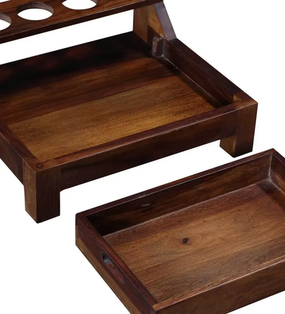 Solid Wood Bar Cabinet In Teak Finish