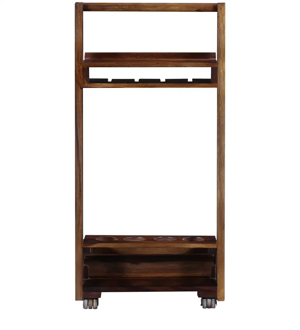 Solid Wood Bar Cabinet In Teak Finish
