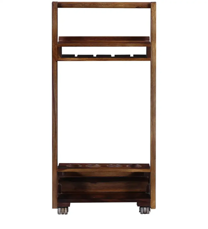 Solid Wood Bar Cabinet In Teak Finish