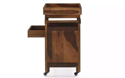 Solid Wood Bar Cabinet In Dark Brown Finish