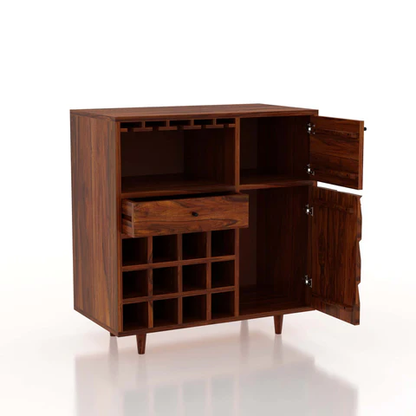 Solid Wood Bar Cabinet In Natural Finish