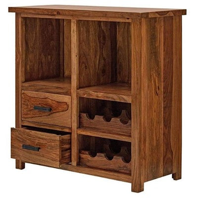 Solid Wood Bar Cabinet In Natural Finish