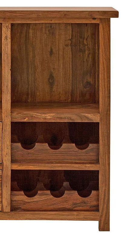 Solid Wood Bar Cabinet In Natural Finish