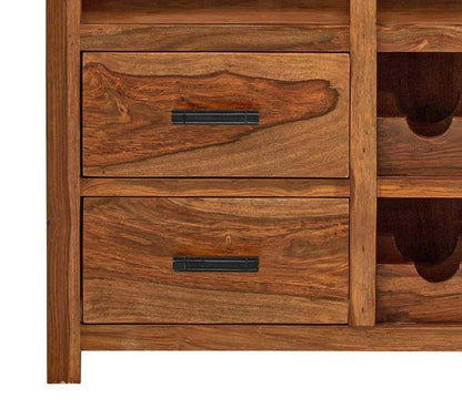 Solid Wood Bar Cabinet In Natural Finish