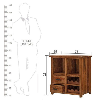 Solid Wood Bar Cabinet In Natural Finish