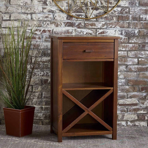 Solid Wood Bar Cabinet In Natural Finish